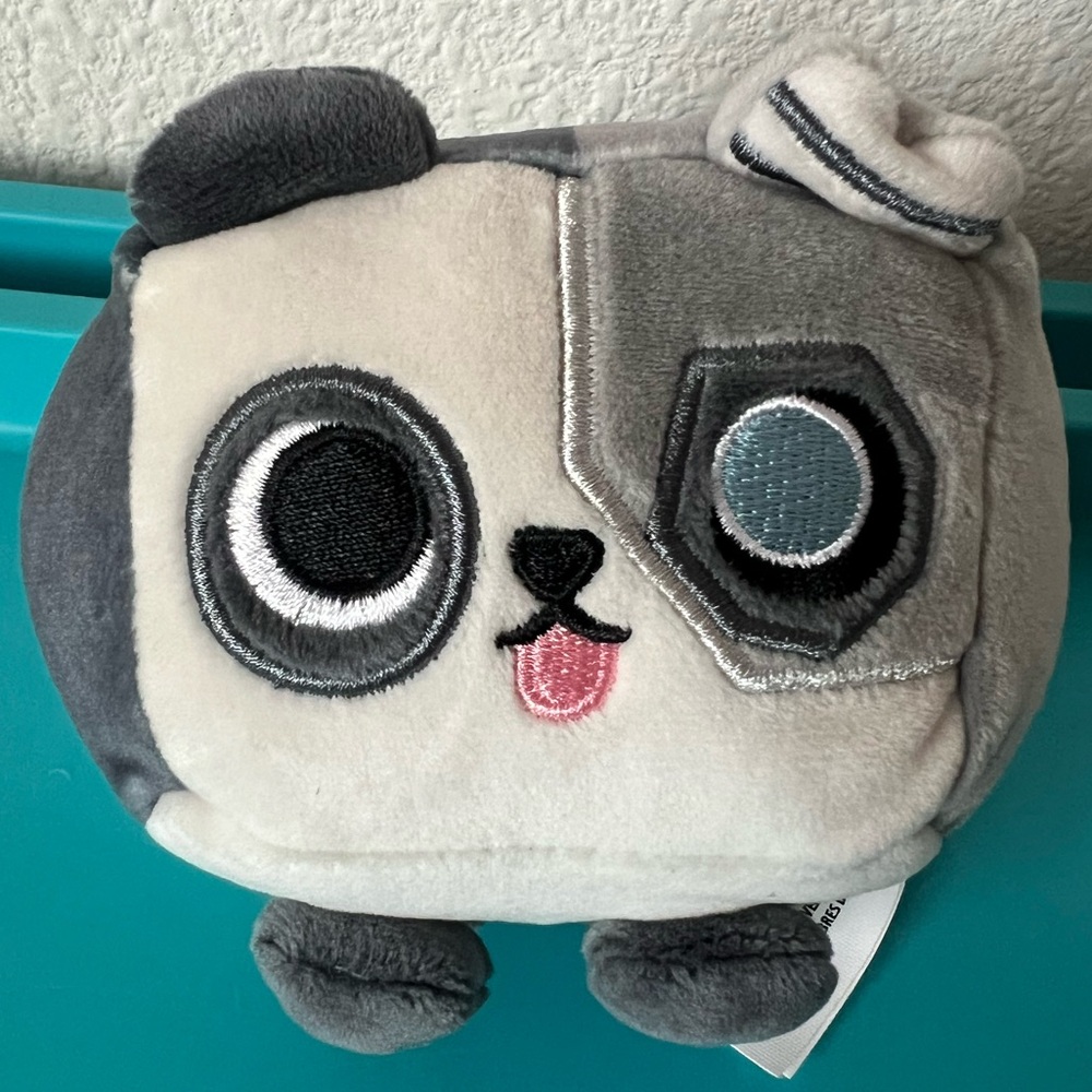 Pet Simulator Cyborg Dog Plush - Round White & Gray 4” Collectible  NO CODE